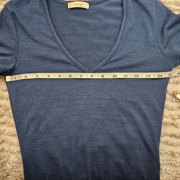 Golden by tna inland V Neck Reposa Knit Dress Bodycon Size S Blue - Picture 8 of 9